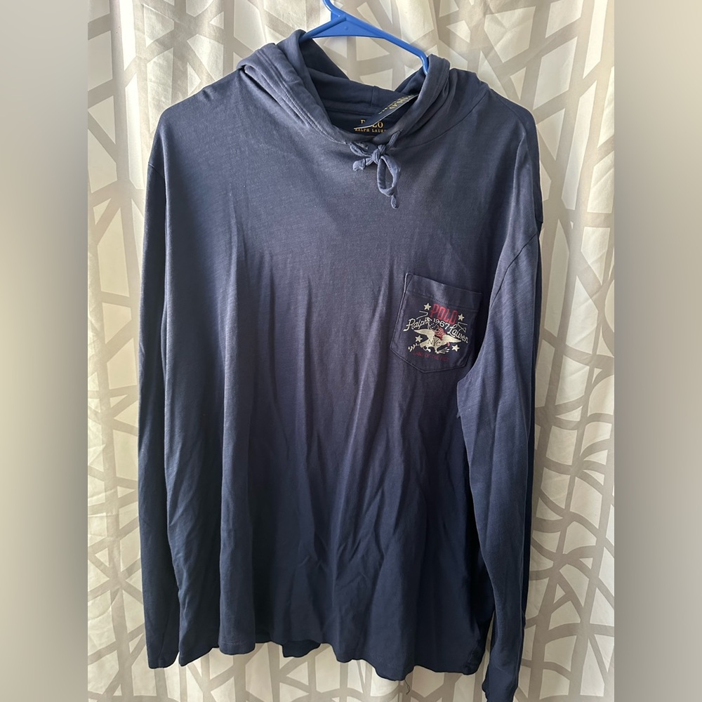 NWT, polo by Ralph Loren,men’s Long sleeve hoodie, XL slim fit, blue